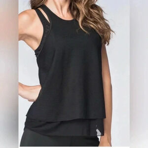 Revolve Beloforte Attica Tank Top Black, Meshed Layered, Razorback Size XS NWT